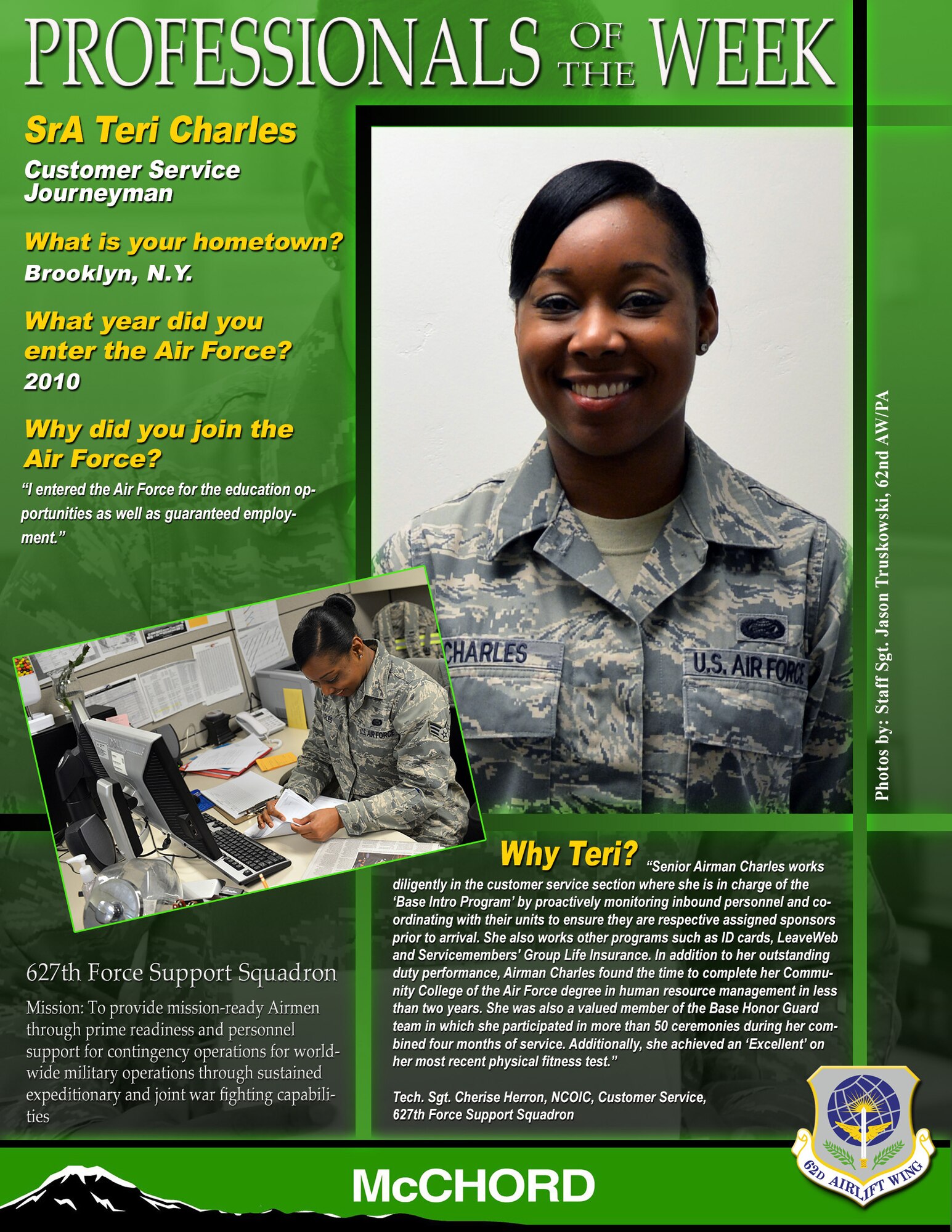 Senior Airman Teri Charles (U.S. Air Force graphic/Staff Sgt. Frances Kriss)