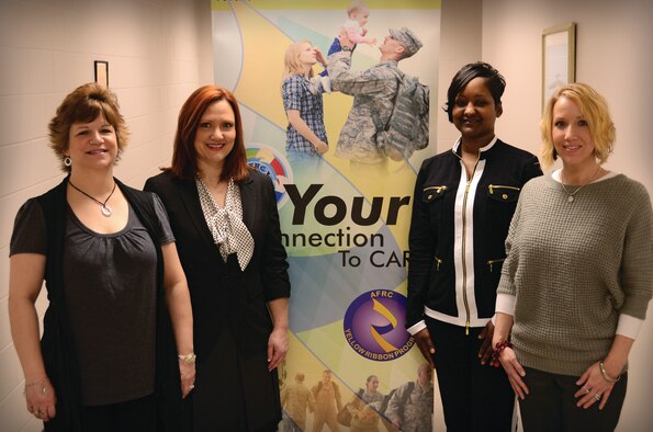 WRIGHT-PATTERSON AIR FORCE BASE, Ohio - From left to right; Melanie "Missy" McHann, PHAP Outreach specialist, Jennifer Wedel, PHAP case facilitator, Samara Appling, administration specialist, and Pam Boyd, PHAP Outreach specialist. (U.S. Air Force photo/Staff Sgt. Mikhail Berlin)