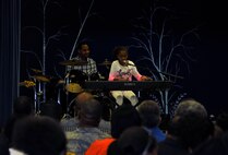 The daughter of Master Sgt. Francisco Gonzalez, 482nd Force Support Squadron, sings and plays keyboard during an African-American Heritage Celebration and Gospel Concert at Homestead Job Corps Feb. 8. Several types of performers came together for the event to recognize African-American History month. The event featured dancers, spoken word artists, musical and vocal soloists, poem recitations, and narratives on African-American history. (U.S. Air Force photo/Senior Airman Jaimi Upthegrove)