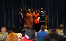 The Goulds Gospel Christian Singers singing acapella during an African-American Heritage Celebration and Gospel Concert at Homestead Job Corps Feb. 8. Several types of performers came together for the event to recognize African-American History month. The event featured dancers, spoken word artists, musical and vocal soloists, poem recitations, and narratives on African-American history. (U.S. Air Force photo/Senior Airman Jaimi Upthegrove)