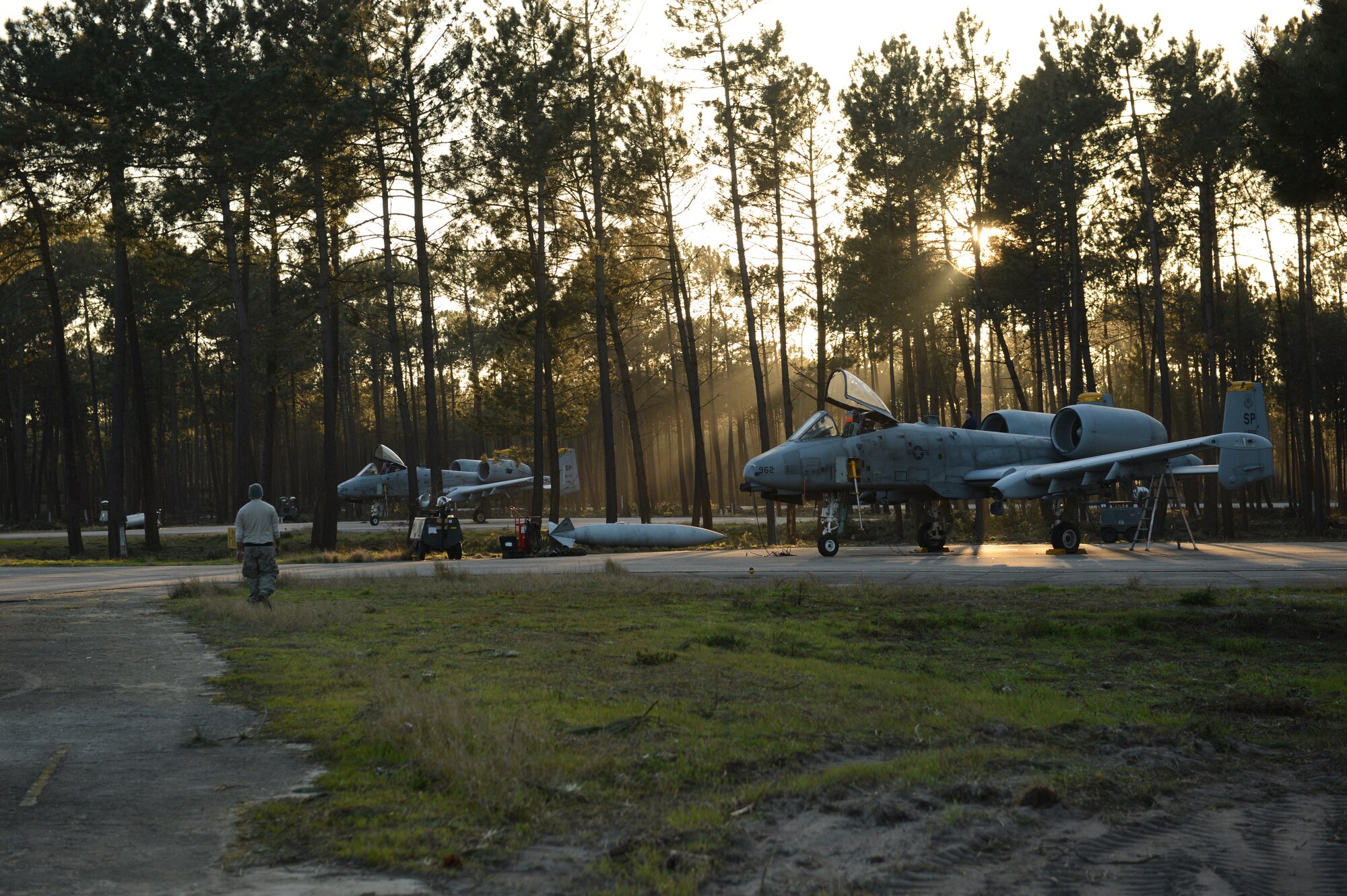 MONTE REAL, Portugal – Maintainers recovers A-10 Thunderbolt II jets from the 81st Fighter Squadron after a mission in Monte Real, Portugal, Feb. 14, 2013. The 81st is participating in REAL THAW, a Portuguese military exercise that seeks to provide a realistic operating environment that accurately reflects current theaters of operation, provide adequate training to multinational participants while coordinating joint operations assets on land, air and sea, and improve interoperability between allied forces.The training is for multinational, joint operations in support of future military operations within the framework of several international cooperating forces, such as NATO and EU. (U.S. Air Force photo by Staff Sgt. Nathanael Callon/Released)