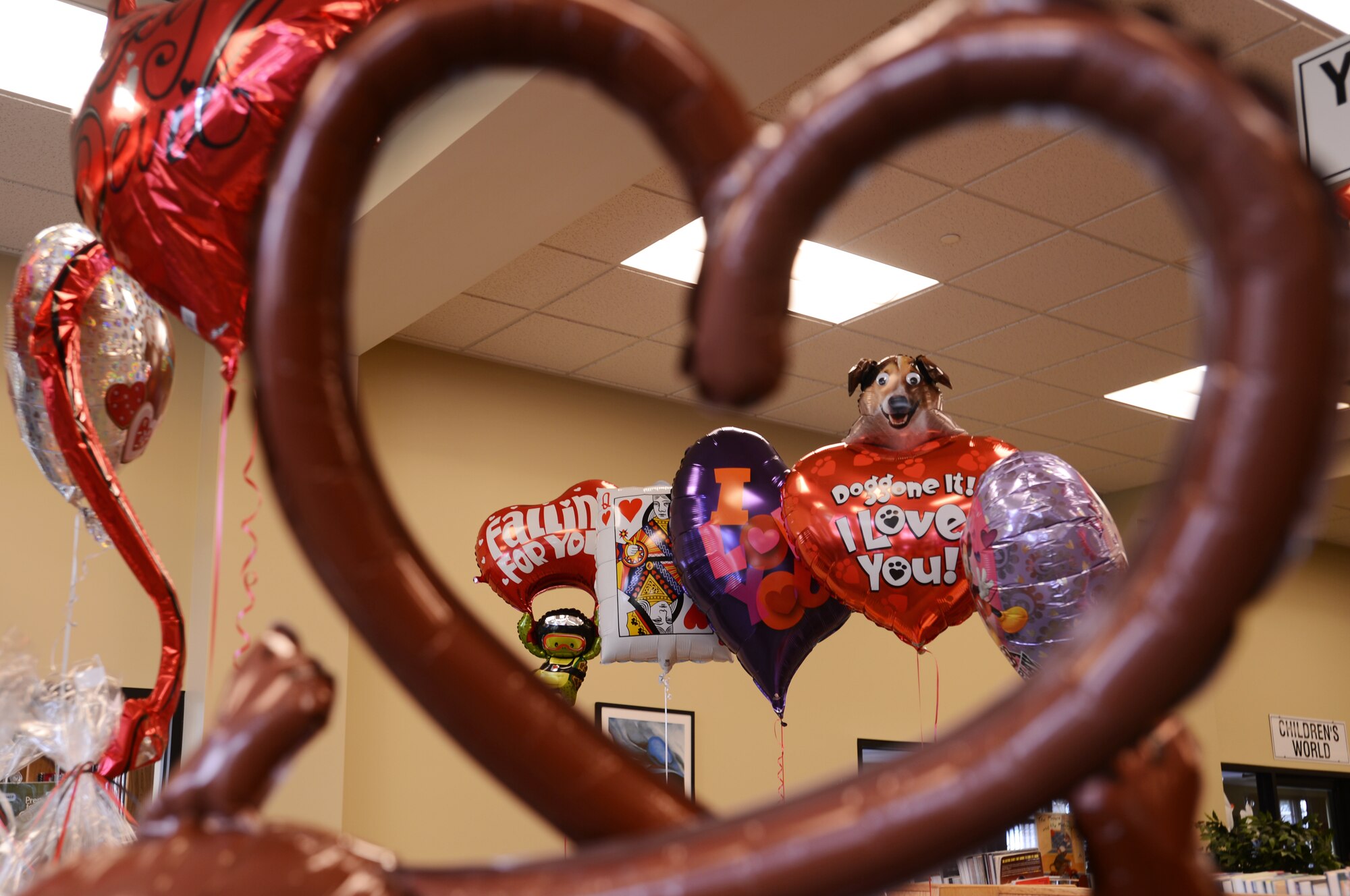 Studio 20 sold Valentine's Day gifts this week, which included balloons, stuffed animals, candy and many other items at the McElveen Resource Center at Shaw Air Force Base, S.C., Feb. 14, 2013. Studio 20 is a one-stop-shop ran by 20th Force Support Squadron. They sell gift baskets, balloons and leisure travels, rent bouncy castles, make reservations for Memorial Lake and the ball fields, as well as provide retirement gifts and awards. (U.S. Air Force photo by Senior Airman Tabatha Zarrella/Released)
