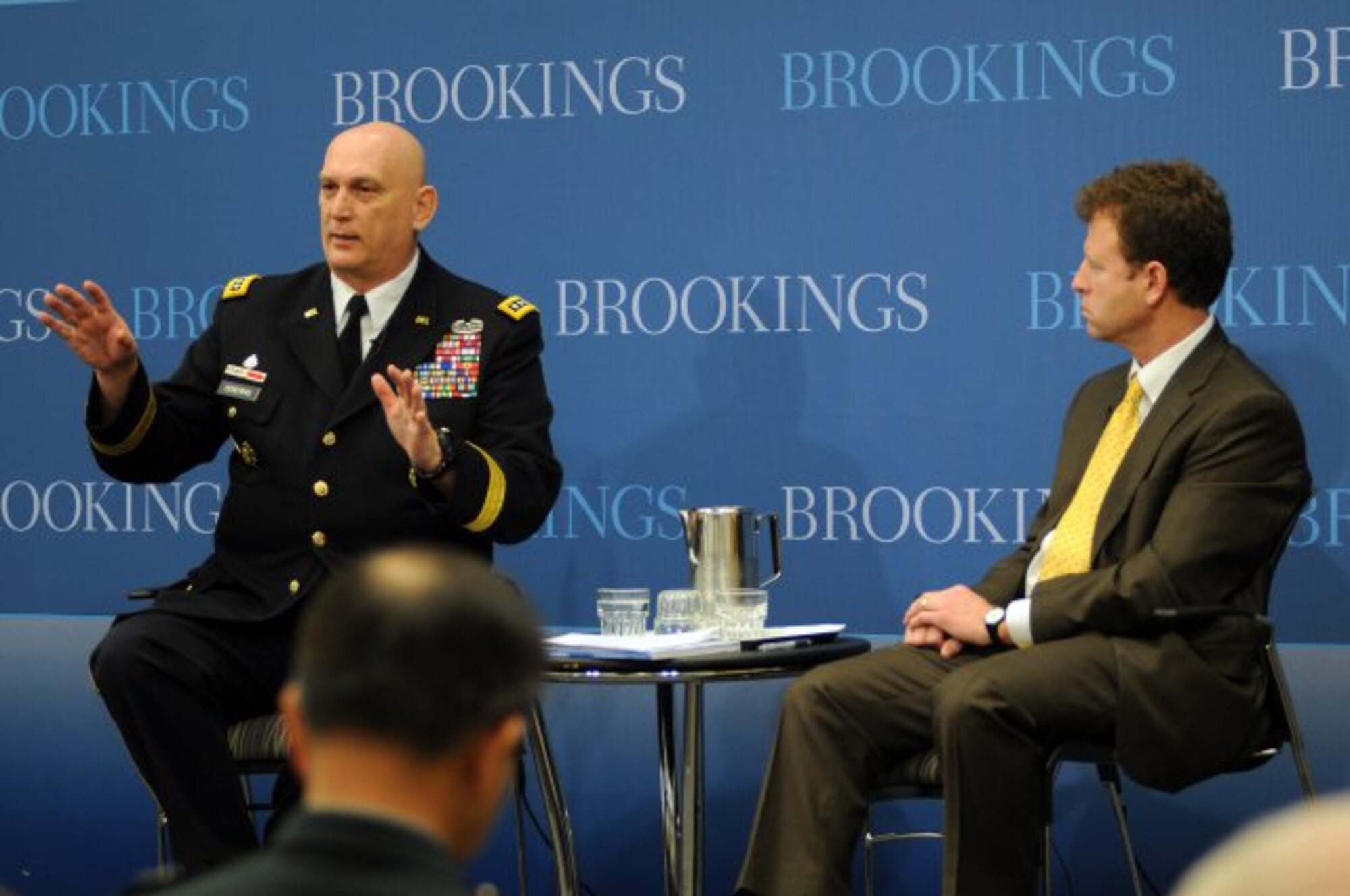 Chief of Staff of the Army Gen. Raymond T. Odierno answered questions from the audience and from Michael O'Hanlon, a senior fellow at the Brookings Institution, Feb. 15, 2013, during a visit at the Brookings Institution in Washington, D.C. (U.S. Army courtesy photo/Released)
