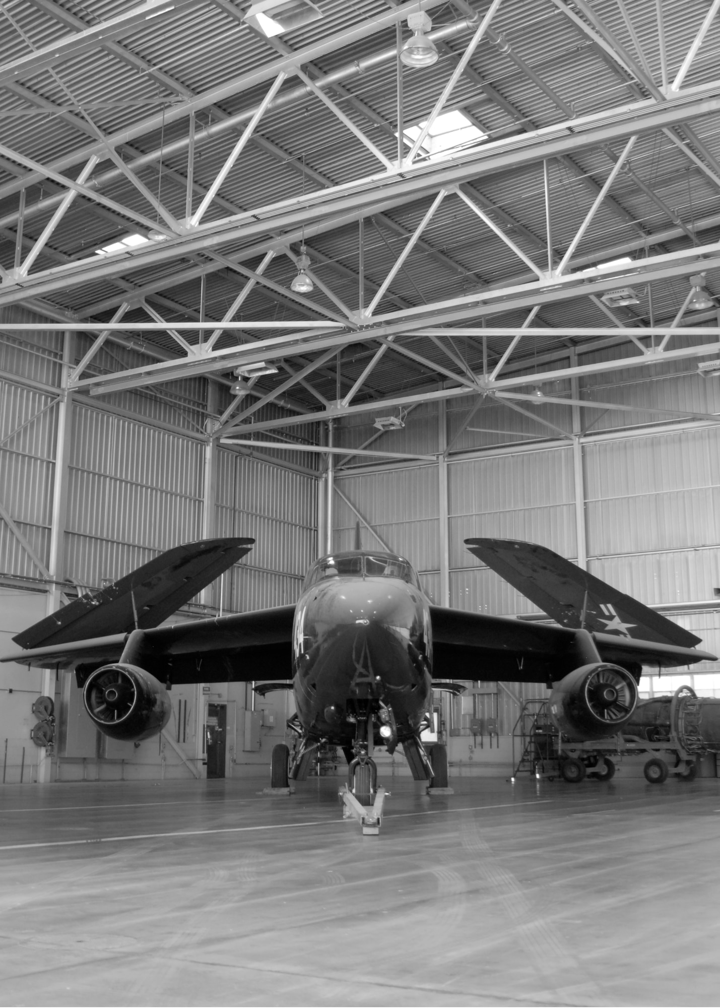 The recently restored A-3 Sky Warrior will be housed at the museum's restoration and storage facility until it goes on public display. (U.S. Air Force Photo by Laura Mowry)