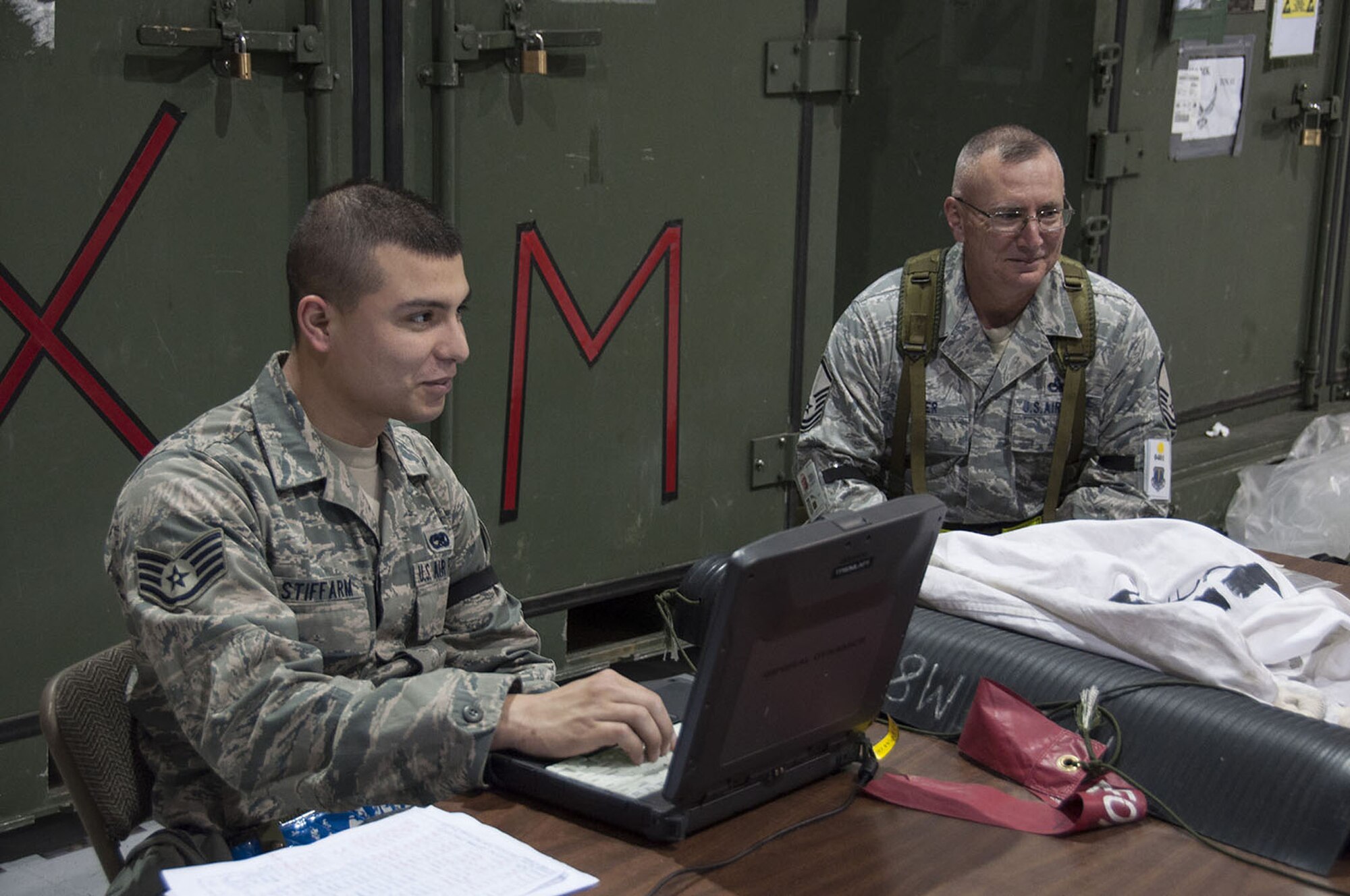 Members of the 349th Air Mobility Wing and 60th AMW worked together during an Operational Readiness Inspection during the week of February 4, at the Combat Readiness Training Center in Gulfport, Miss. ORI's are intended to test Airmen on their ability to deploy at a moments notice and be fully capable of establising and maintaining a base under various threat conditions while in chemical warfare mission oriented protective equipment. (U.S. Air Force photo)