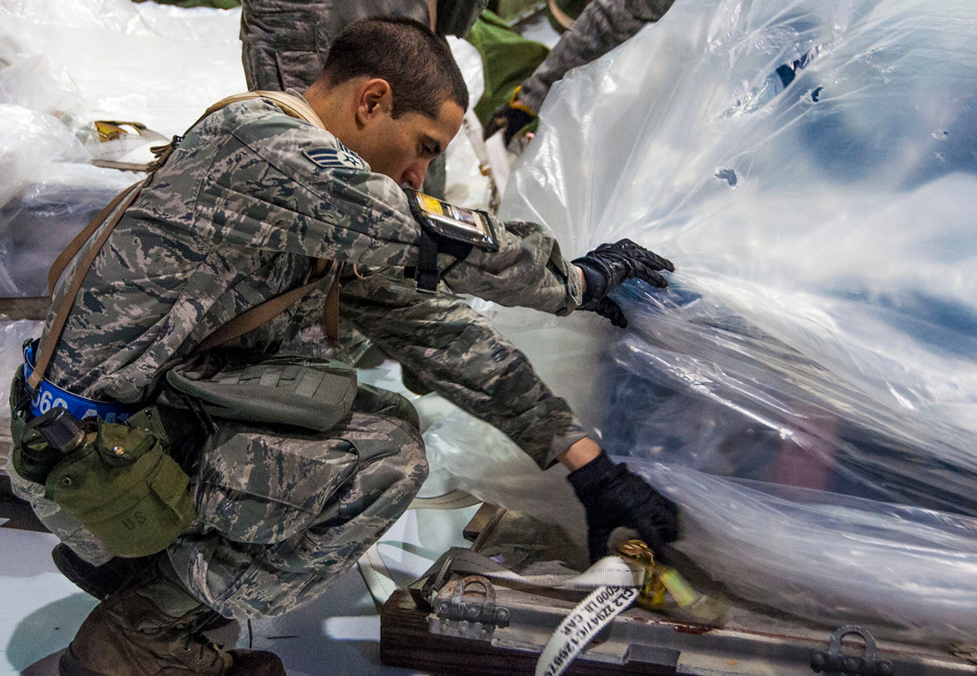 Members of the 349th Air Mobility Wing and 60th AMW worked together during an Operational Readiness Inspection during the week of February 4, at the Combat Readiness Training Center in Gulfport, Miss. ORI's are intended to test Airmen on their ability to deploy at a moments notice and be fully capable of establising and maintaining a base under various threat conditions while in chemical warfare mission oriented protective equipment. (U.S. Air Force photo)