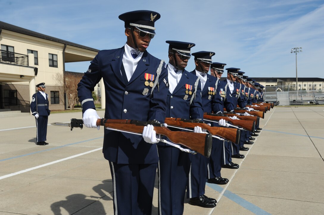 Air Force drill team visits Keesler