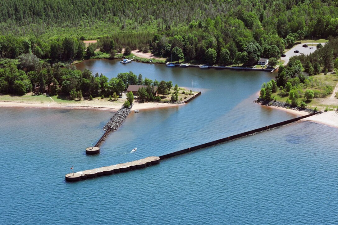 An aerial view of Big Bay Harbor, 33 miles northwest of Marquette, Mich.