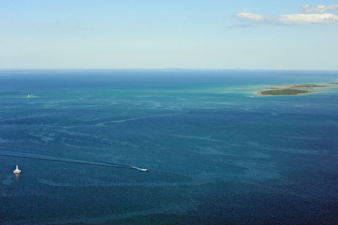 An aerial view of Grays Reef Passage.