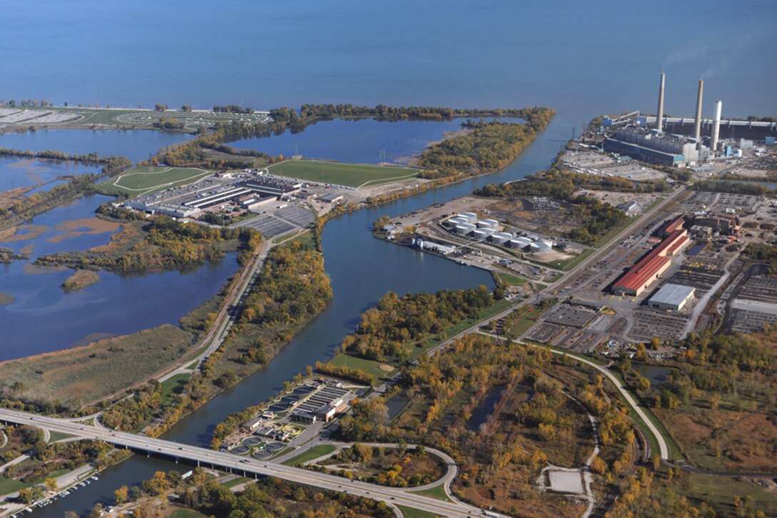 An aerial view of Monroe Harbor