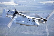 Marines with Marine Medium Tiltrotor Squadron 365 fly an MV-22B Osprey while conducting the squadron's largest flight ever, Feb. 20. The flight consisted of 10 aircraft taking off, maneuvering and landing together, as well as six of the aircraft conducting air-to-air refueling. Almost all of the Marines in VMM-365 participated in the flight in some way.