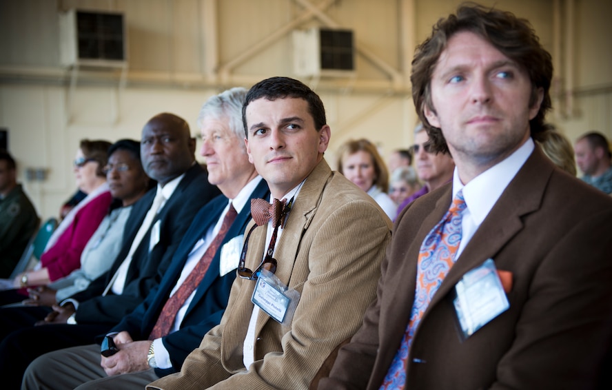 Incoming honorary commanders prepare to join their respective units during an honorary commander change-of-command ceremony at Moody Air Force Base, Ga., Feb. 15, 2013. Moody recognized 14 new honorary commanders as they began a two-year term with their respective units. (U.S. Air Force photo by Senior Airman Douglas Ellis/Released)
