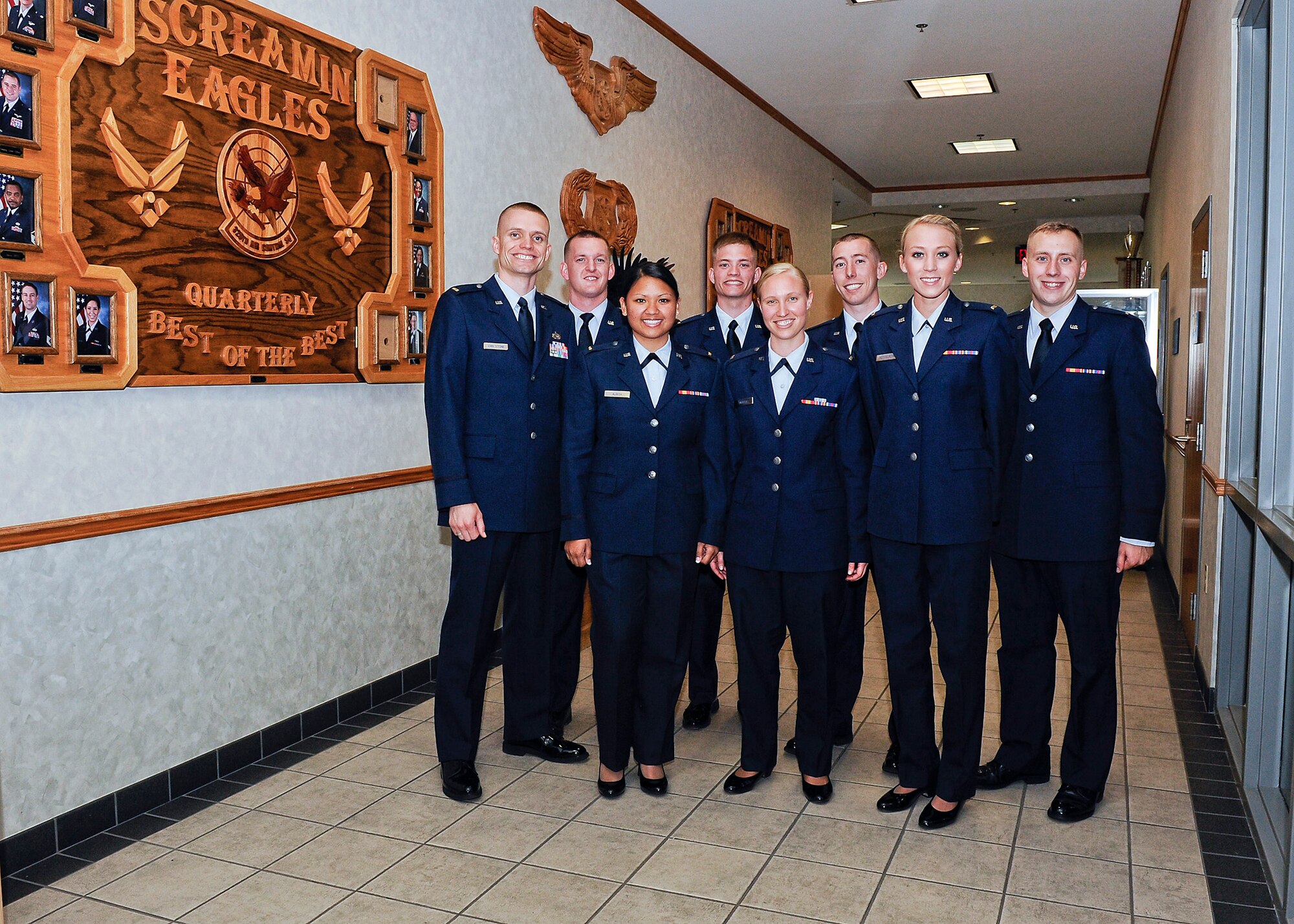 Members of Air Battle Management Class 13007 pose for a celebratory photo after graduating on Feb. 20. (U.S. Air Force photo by Chris Cokeing)
