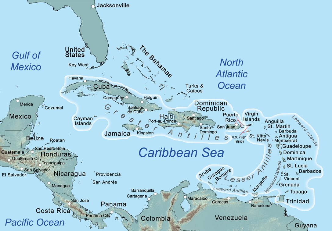 The Antilles is an archipelago or chain of islands, including several islands that are part of Puerto Rico and the U.S. Virgin Islands.