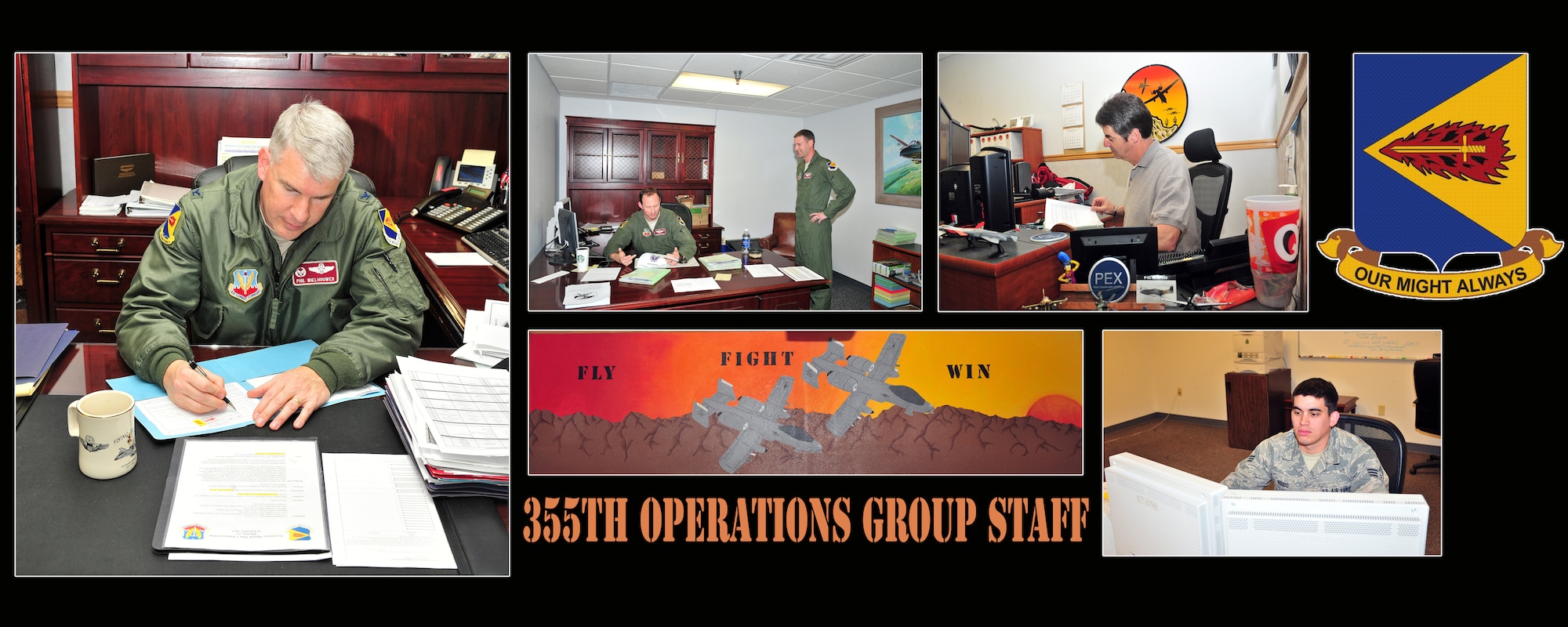 The 355th Operations Group consists of five squadrons and over 300 personnel employing 83 A-10C aircraft and an AN/TPS-75 radar system. It provides war-fighters with forces for close air support, forward air control, combat search and rescue.
