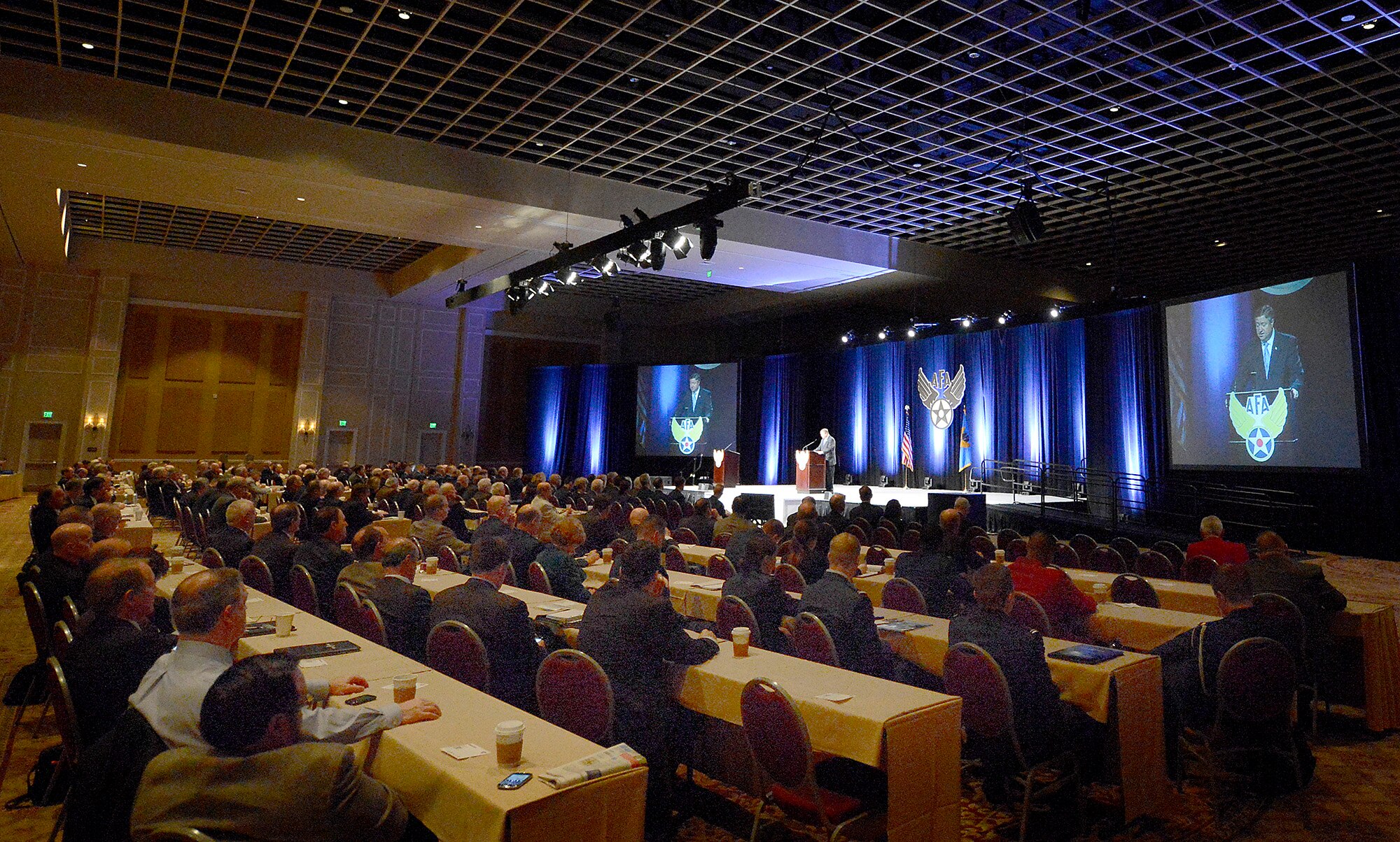 Secretary of the Air Force Michael Donley delivers his keynote speech on the State of the Air Force during the Air Force Association's Air Warfare Symposium & Technology Exhibition in Orlando, Fla., Feb. 22, 2013.  In his remarks, Donley talked about the service's need to balance the size of its force with readiness and modernization needs in the face of sequestration. (U.S. Air Force photo/Scott M. Ash)