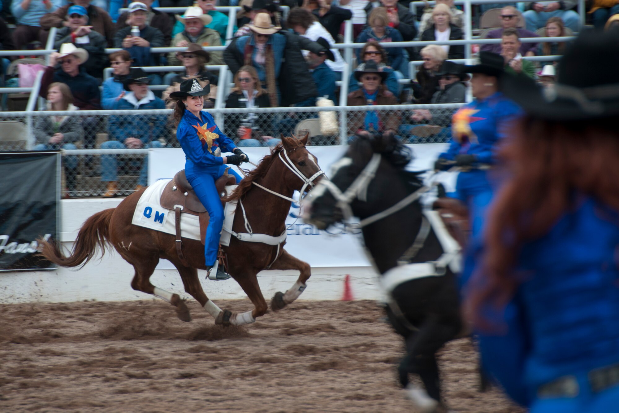 Tech. Sgt. Lacey Johnson, a member of the 162nd host aviation resource management office, was crowned Tucson Rodeo Attendent, a princess, for the 2001 Tucson Rodeo. This year Johnson is performing with the Quadrille de Mujeres, an equestrian drill team known for their speed and precision. (Photo provided by Tech. Sgt. Lacey Johnson)

