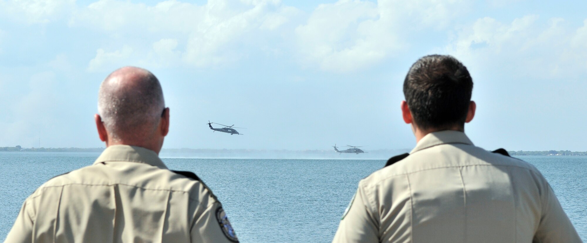 Florida Fish and Wildlife officials look on as the Air Force Reserve Command’s 920th Rescue Wing performs a rescue exercise. In a capability exercise held Feb. 21 law enforcement officials throughout Florida visited Patrick Air Force Base for a firsthand look at the 920th RQW rescue capabilities. (U.S Air Force photo/Tech. Sgt. Peter Dean)