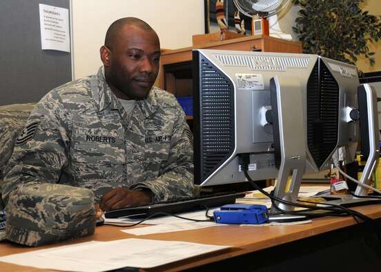Tech. Sgt. Aquincy Roberts, 100th Logistics Readiness Squadron assistant NCO-in-charge of Mobility Readiness Spares Package from Stone Mountain, Ga., provides a weekly MRSP report to the flight Feb. 19, 2013, at RAF Mildenhall, England. The section’s primary responsibility is to make sure critical spares, repair parts and related maintenance supplies are mission-ready. They are required to sustain a weapons system for a specified period during wartime or contingency operations. (U.S. Air Force photo by Gina Randall/Released)