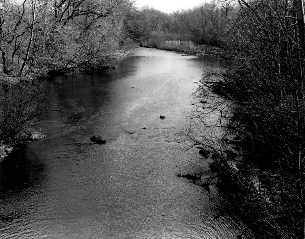 Little River Dike. Located along Little River, in Westfield, MA. Photo taken Dec. 1987. 