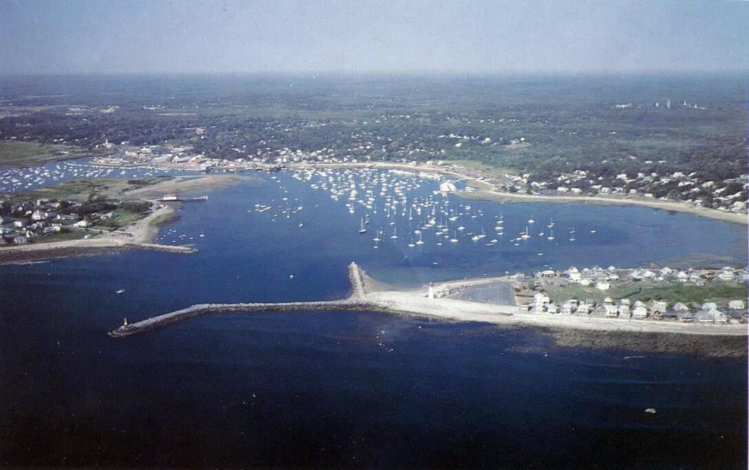 Aerial view of North Scituate Beach. North Scituate Beach in Scituate is located along the southern shore of Massachusetts Bay, about 1.5 miles south of Strawberry Point and 10 miles south of Boston Harbor. 