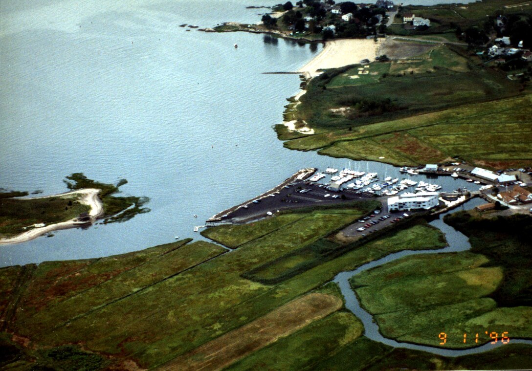 Guilford. Guilford Point is situated in the southeastern section of Guilford. The beach is located on the eastern side of Guilford Point, at the mouth of the East River. Photograph was taken Sep. 11, 1996