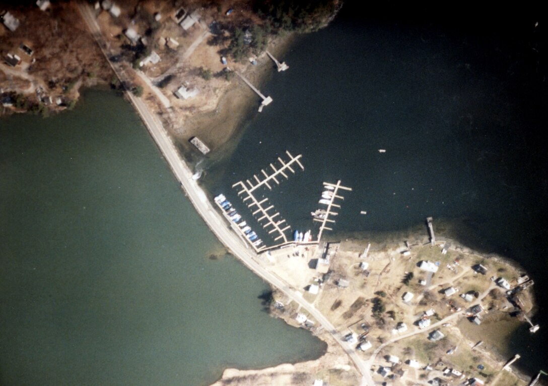 Aerial view of Portsmouth Harbor, NH. Located about 50 miles northeast of Boston, Portsmouth Harbor is the sole deep draft harbor in New Hampshire.