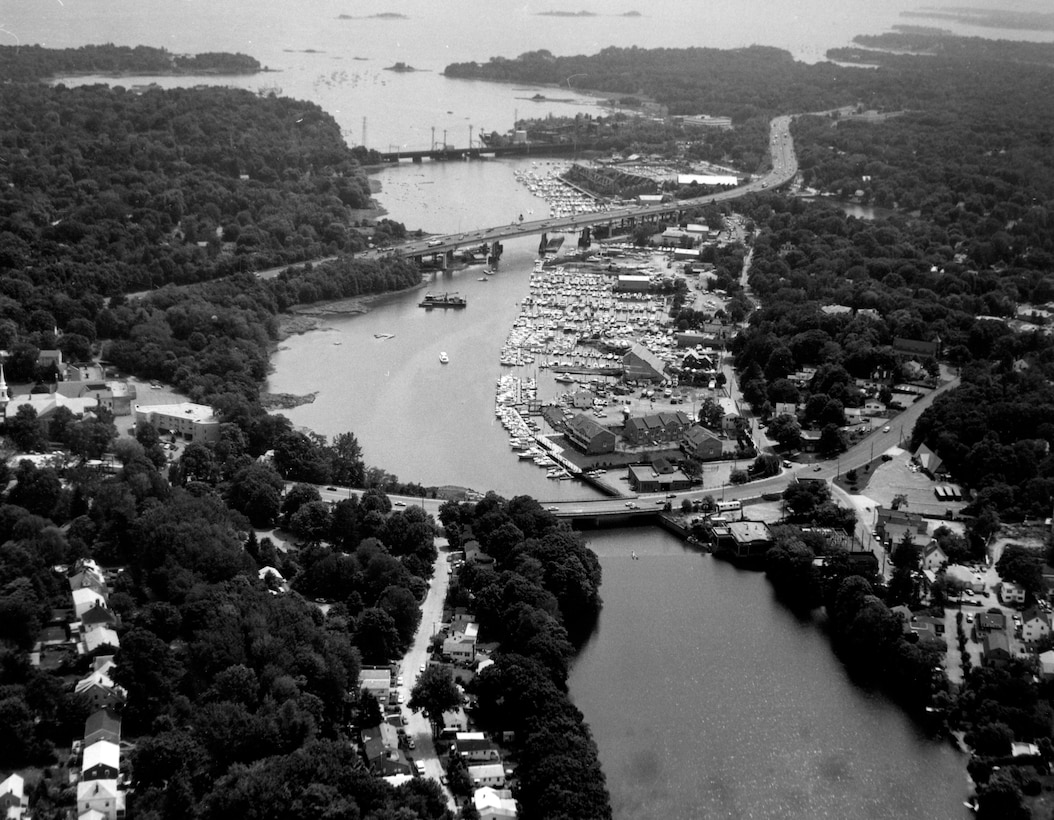 Aerial view of Mianus River, Greenwich, Connecticut.