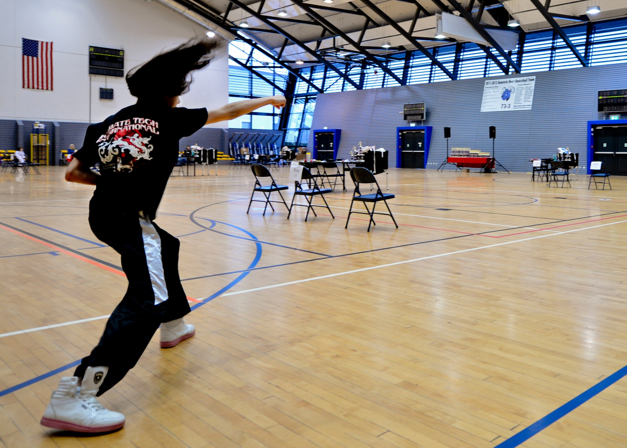 Sapphire Gutierrez, 13, daughter of Kain Gutierrez, prepares to compete in the 13th annual U.S. Air Forces in Europe and Air Forces Africa Martial Arts Tournament on Ramstein Air Base, Germany, Feb. 23, 2013. The USAFE-AFAFRICA Martial Arts Tournament is a way for all participants ages 3 to 18 to test their martial art skills against their peers. (U.S. Air Force photo/Airman 1st Class Jordan Castelan)