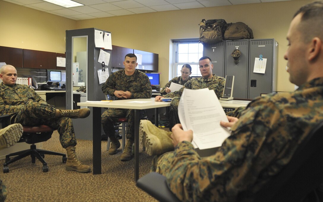 The Operations section of the Officer Candidates School conduct Ethical Decision Game training at OCS on Feb. 21. EDG training helps Marines engage in ethical decision-making processes and participate in on-going discussion and debate. 