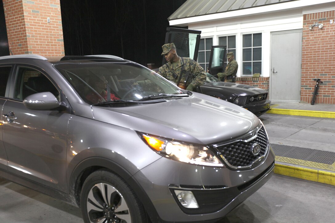 It was business as usual for most on a recent Friday night. Military police officers at the gates inspected identification cards of those entering Marine Corps Base Camp Lejeune, however on this night random vehicles were chosen to be searched in a recent base-wide effort to stop illegal narcotics and other contraband from entering the base.