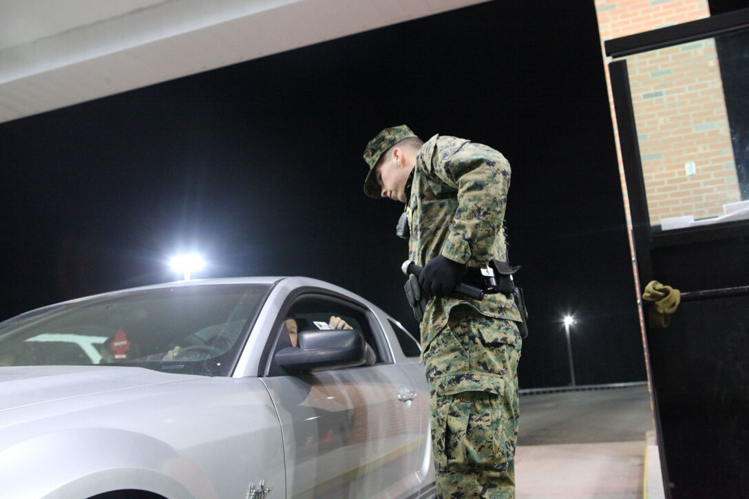 It was business as usual for most on a recent Friday night. Military police officers at the gates inspected identification cards of those entering Marine Corps Base Camp Lejeune, however on this night random vehicles were chosen to be searched in a recent base-wide effort to stop illegal narcotics and other contraband from entering the base.