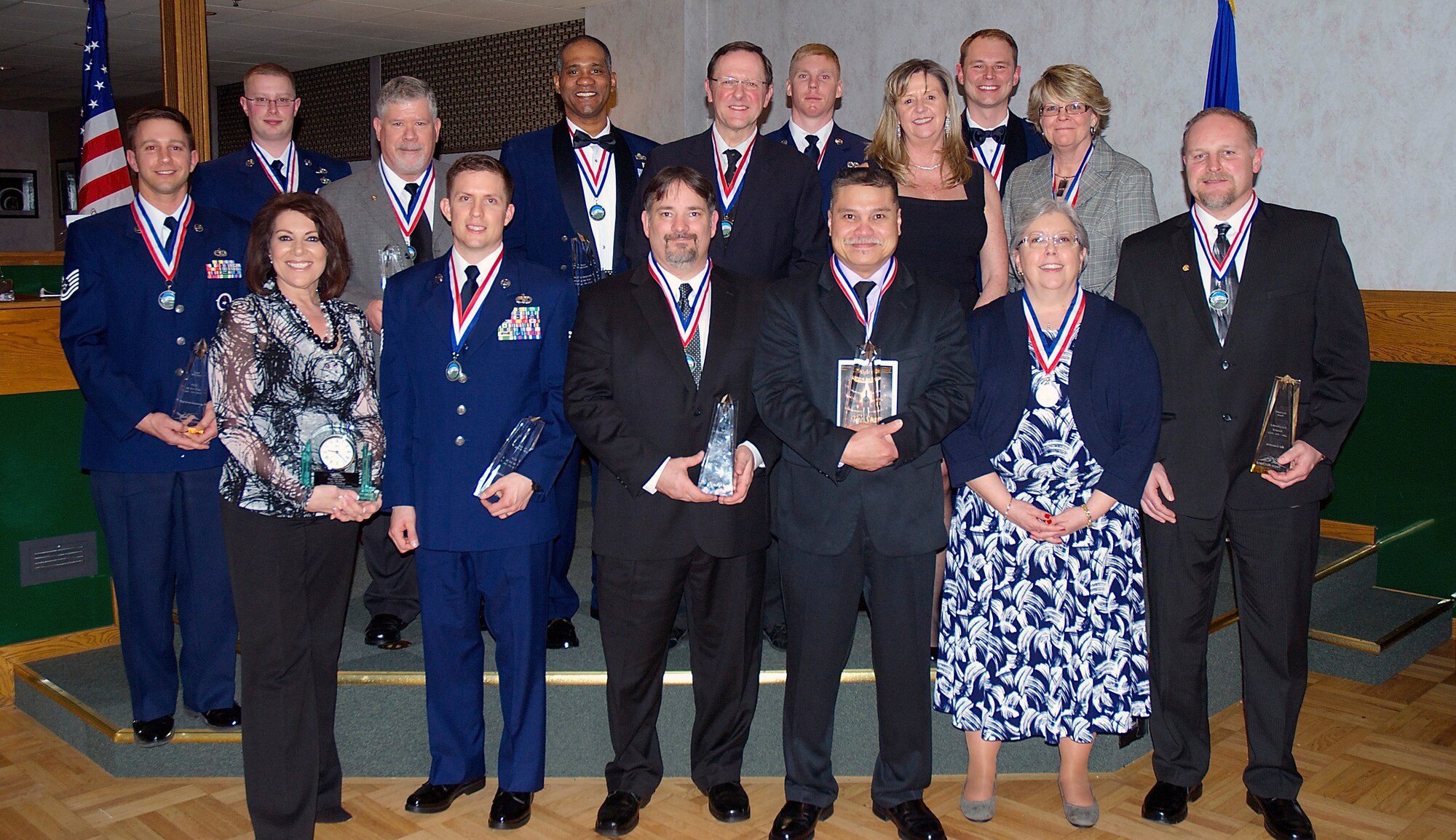 Award winners of the Annual Awards Banquet 2012 pose after the ceremony Feb. 21, 2013 at Joint Base Lewis-McChord, Wash. (U.S.Air Force photo/ Master Sgt. Warren Fuller)