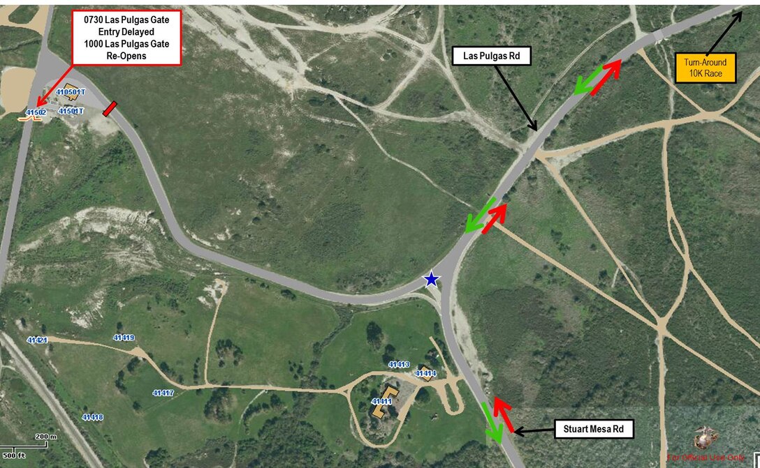 7:30 a.m. the Las Pulgas Gate Entry will be delayed and reopened at 10:00 a.m. March 3.