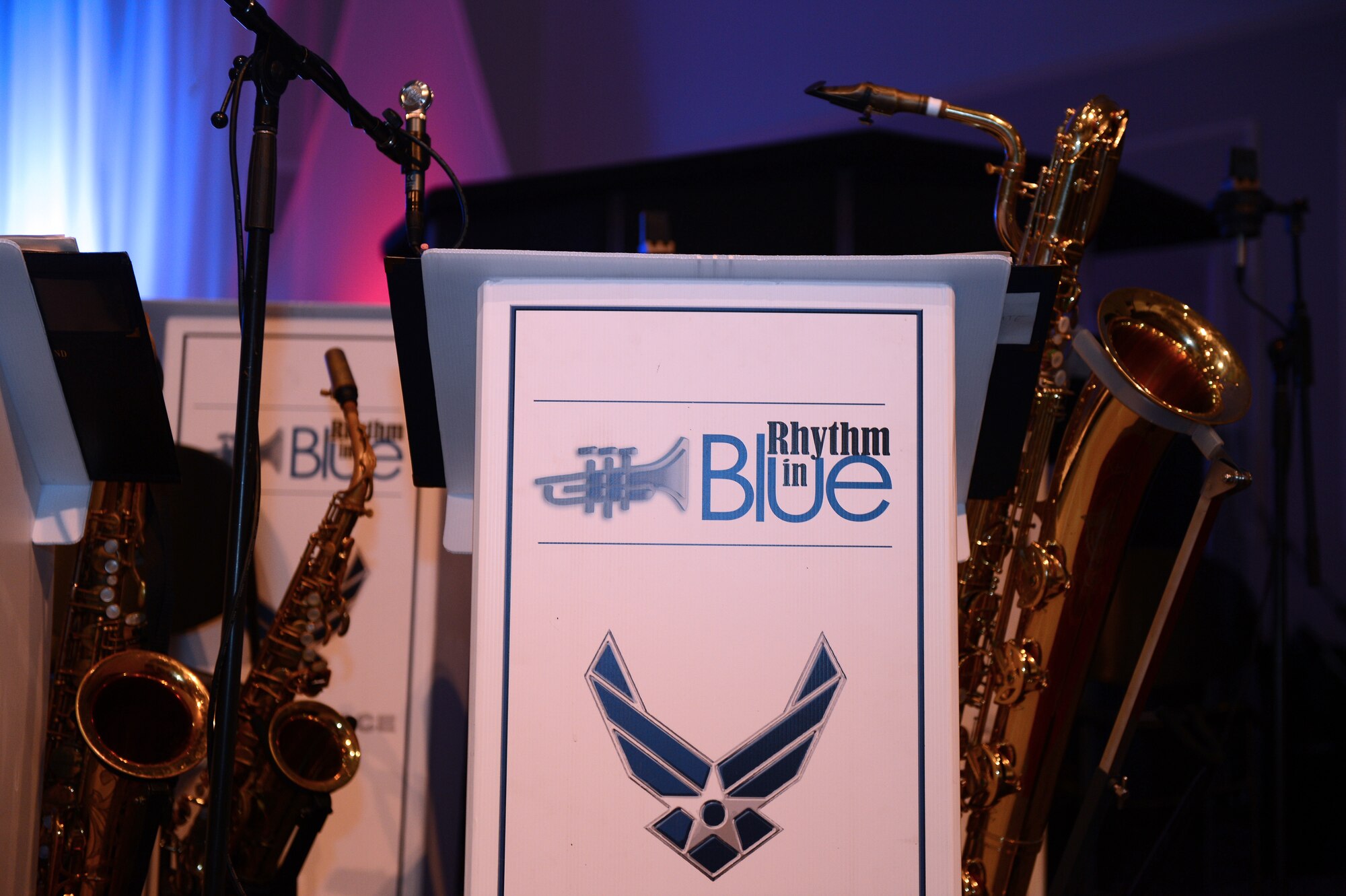 The Air Force Rhythm in Blue Jazz Ensemble performed at Alice Drive Baptist Church in Sumter, S.C., Feb. 19 2013. The ensemble is comprised of 15 musicians, some well versed in multiple instruments, who perform jazz, blues and funk music. (U.S. Air Force photo by Airman 1st Class Daniel Blackwell/Released)