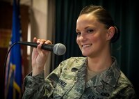 Staff Sgt. Alli Haynes, 47th Operations Support Squadron aircrew flight equipment technician, poses for a photo at Laughlin Air Force Base, Texas, Feb. 21, 2013. Haynes has been selected as a member of Tops in Blue’s cast and will begin her training for the musical Troupes 60th anniversary tour in March. (U.S. Air Force photo/Senior Airman Nathan Maysonet)