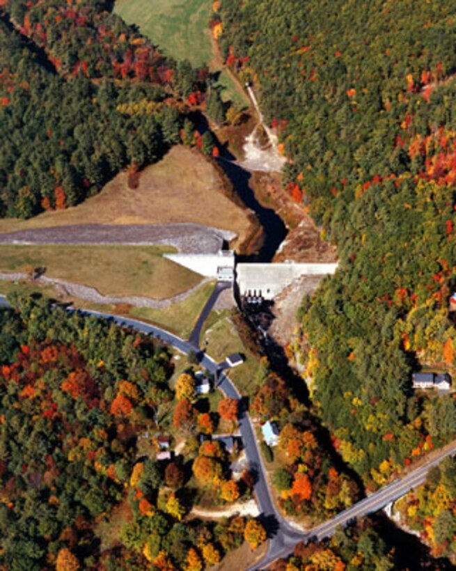 Blackwater Dam was completed in 1941 at a cost of $1.32 million and has already prevented $15.3 million in damages. The reservoir has a storage capacity of 15 billion gallons of water. The Blackwater Dam offers visitors approximately 3,600 acres of land and water for recreational opportunities. The pristine environment includes a meandering eight-mile stretch of the Blackwater River, an excellent place to canoe and kayak, stocked with brown and rainbow trout. (U.S. Army Corps of Engineers photo)