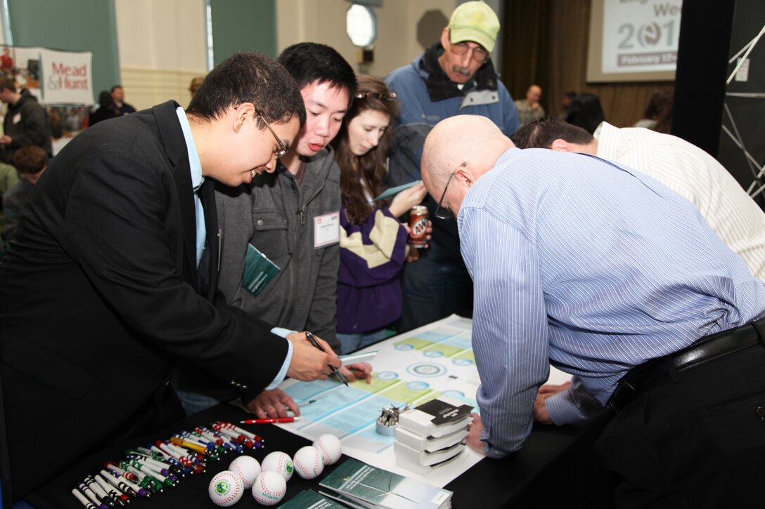 High school students from a dozen Portland-area schools visited Bonneville Lock and Dam Feb. 21 to celebrate Engineer Day.  Local engineering firms hosted a mini job fair to encourage students to choose a STEM profession.