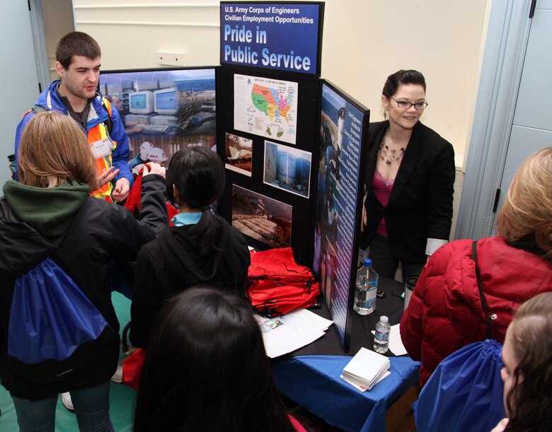 High school students from a dozen Portland-area schools visited Bonneville Lock and Dam Feb. 21 to celebrate Engineer Day.  Local engineering firms hosted a mini job fair to encourage students to choose a STEM profession.