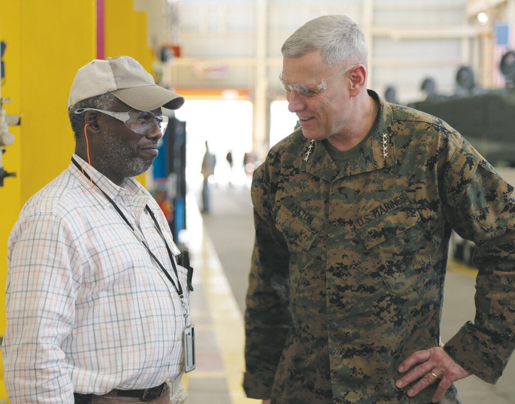 Gen. John M. Paxton Jr., assistant commandant of the Marine Corps, tours Marine Depot Maintenance Command during his visit to Marine Corps Logistics Command, Feb. 21. This is his first visit to MCLC since being appointed ACMC.