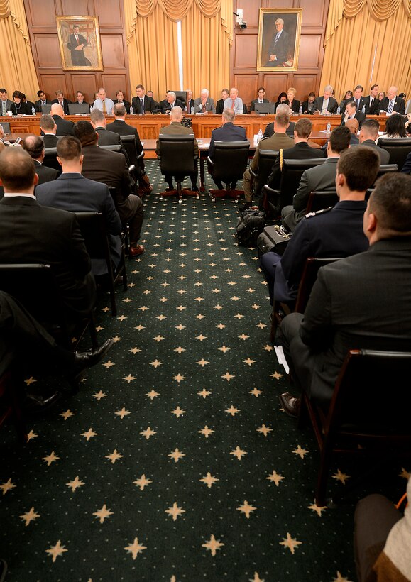 Air Force Chief of Staff Gen. Mark A. Welsh III appears before the House Appropriations Subcommittee on Defense on Capitol Hill, Feb. 26, 2013, testifying about the impacts of sequestration and a full-year of continuing resolution. During his testimony, Welsh talked about the negative impacts sequestration and a full-year continuing resolution would have on the service's people, readiness, modernization programs, and infrastructure.  The senior uniformed leaders of the National Guard Bureau, Marine Corps, Navy and Army also testified on behalf of their services. (U.S. Air Force photo/Scott M. Ash)

