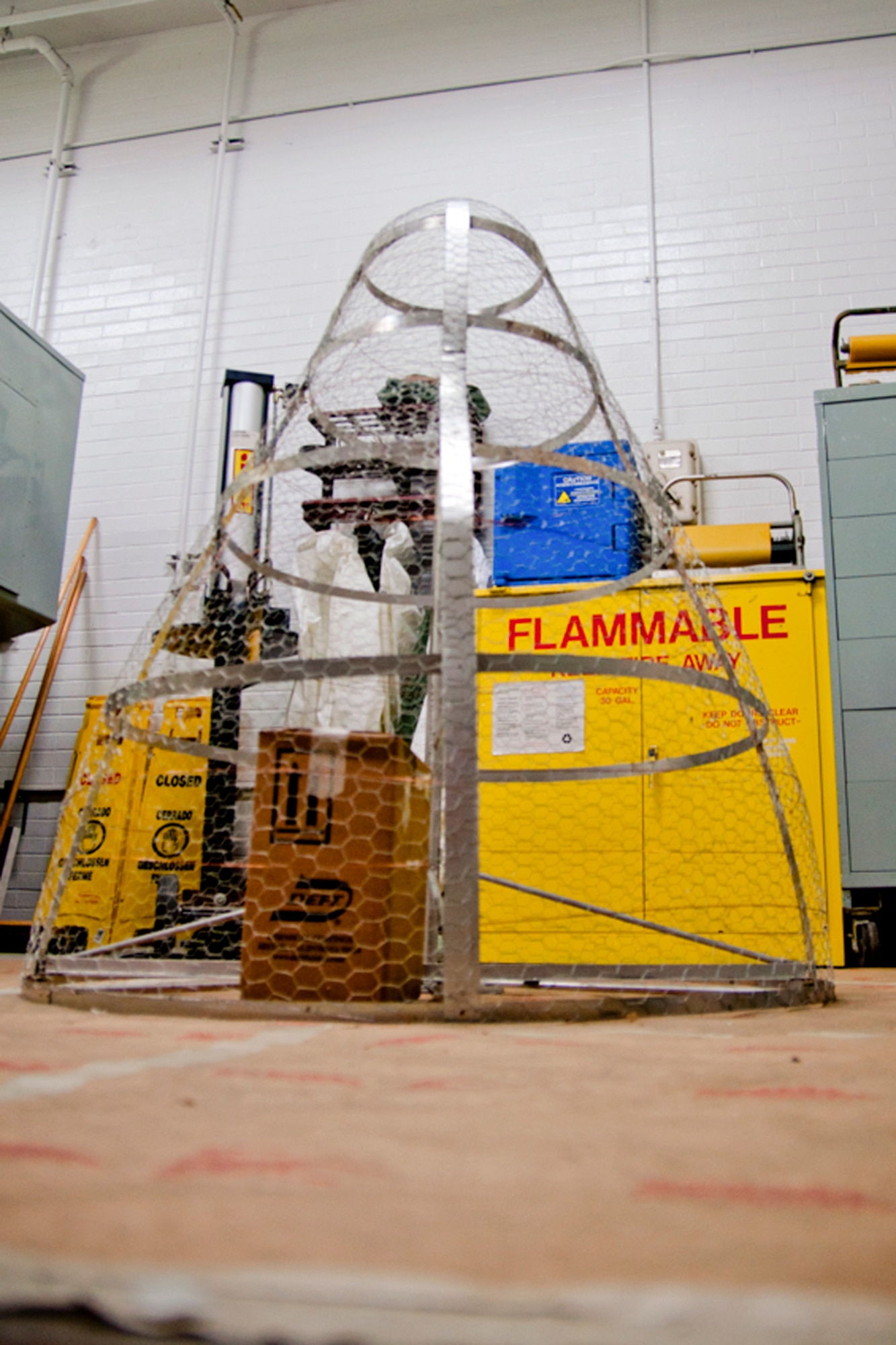 YOUNGSTOWN AIR RESERVE STATION, Ohio -- The frame for a scale C-130 nose mock-up is completed Jan. 16, 2013 at the paint shop here. U.S. Air Force Reserve Tech. Sgt. Donald M. Gonzales, a native of Valley City and Airman with the 910th Airlift Wing for approximately 13 years, is building this unique attraction that will hang inside the C-130 Bar and Grille at the Community Activity Center here. U.S. Air Force photo by Tech. Sgt. Brenda Cosola