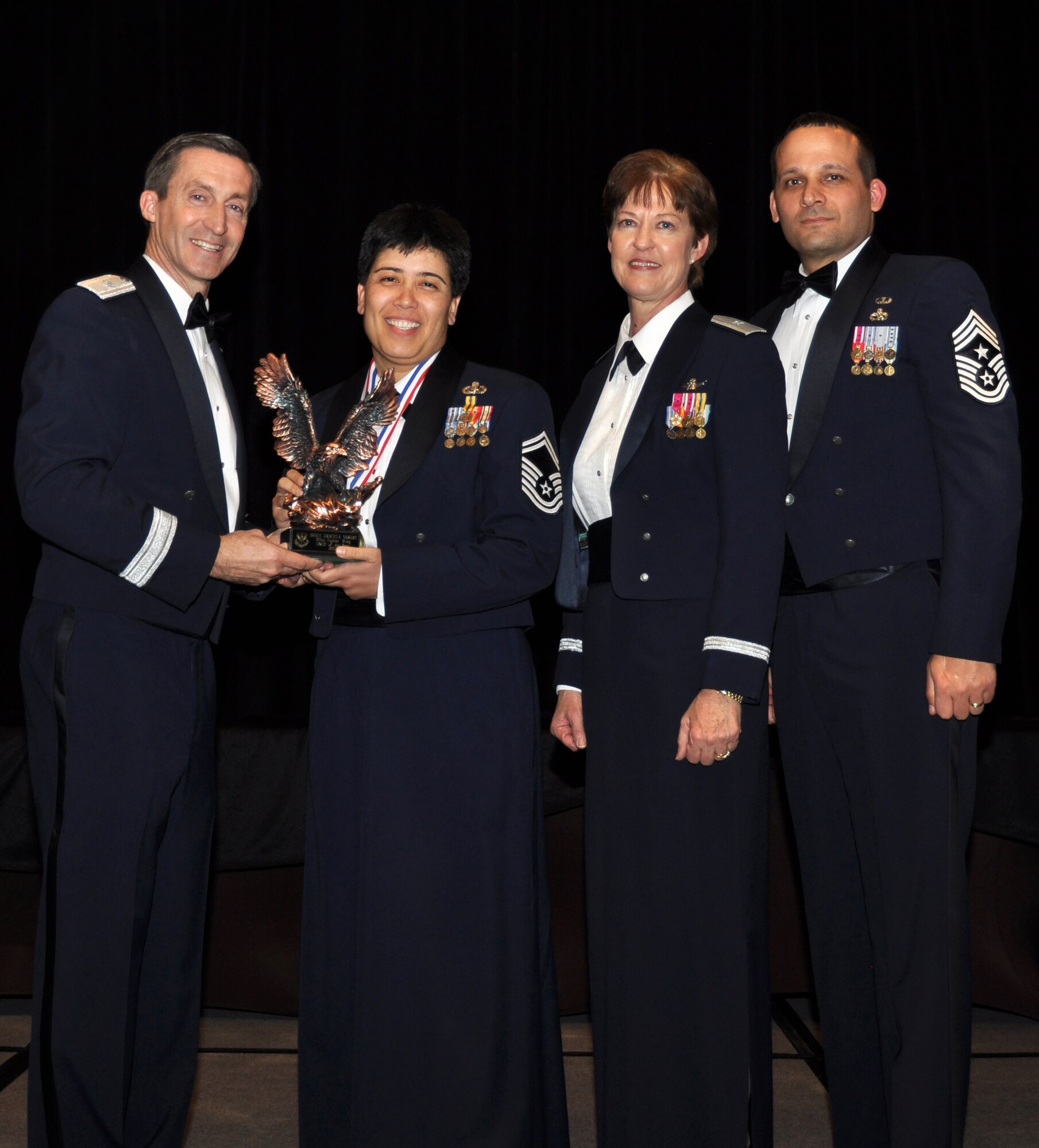 It was another sell-out crowd that attended the 301st Fighter Wing Annual Awards Banquet at the Hilton in downtown Fort Worth Feb. 2. Yearly awards were given to Air Force Reservists for Airman, NCO, Senior NCO, 1st Sgt., Company Grade Officer and Field Grade Officer as well as three Civilan of the Year awards and the Henry D. Green award for community service. 