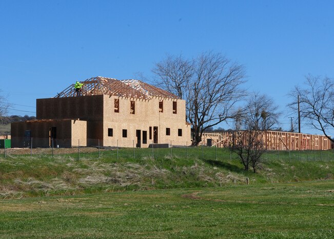Balfour Beatty contractors work on finishing houses currently under construction for a privatization project at Beale Air Force Base, Calif., Feb. 26, 2013. The project will result in more than 300 military families with new homes. (U.S. Air Force photo by Senior Airman Allen Pollard/Released)