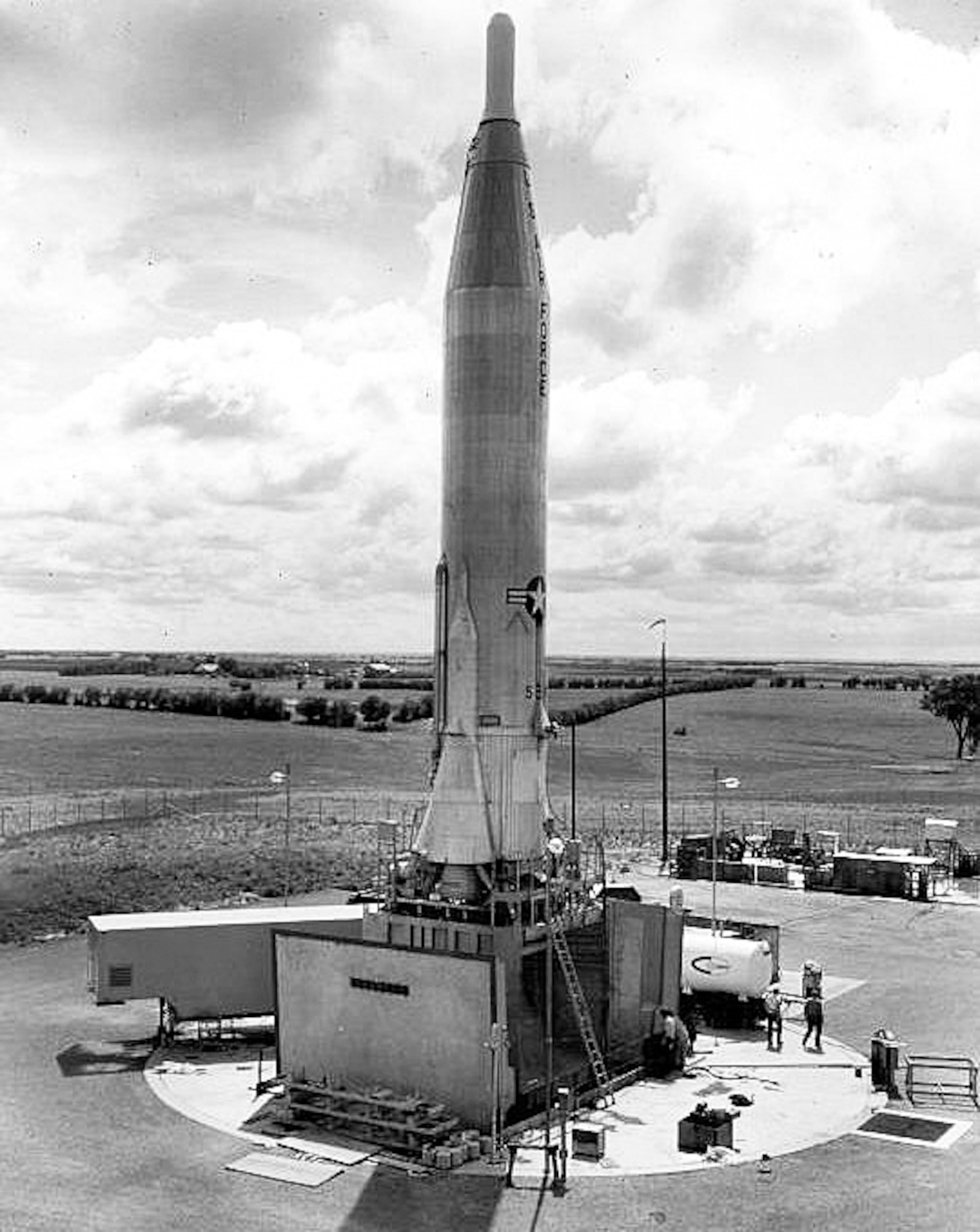 The Air Force awarded Convair a contract in September 1951 to begin design of a ballistic missile. Air Force officials awarded a contract for propulsion system for the Atlas ICBM to the Rocketdyne Division of North American Aviation, Inc., on Feb. 26, 1954. Rocketdyne already possessed invaluable propulsion system experience derived from its development of the engine employed on the Navaho missile. The first Atlas flight took place June 11, 1957. The Atlas D was the first operational missile and the first Atlas D squadron achieved initial operational capability in March 1961. After the Minuteman become operational in early 1963, the Atlas became rapidly obsolete. By October 1964, all Atlas D missiles had been phased out, followed by the Atlas E/F in April 1965. About 350 Atlas ICBMs of all versions were built, with a peak deployment of 129 (30 D, 27 E, 72 F).  