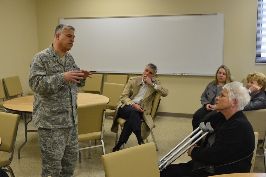 Honorary Commanders of the 436th and 512th Airlift Wing received a mission brief and Wing Staff Agency tour, Wednesday, Feb. 27, 2013, at Dover Air Force Base, Del. (U.S. Air Force photo/David S. Tucker)  
