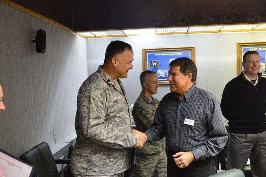 Honorary Commanders of the 436th and 512th Airlift Wing received a mission brief and Wing Staff Agency tour, Wednesday, February 27, 2013 at Dover Air Force Base, Del. (U.S. Air Force photo/David S. Tucker)  
