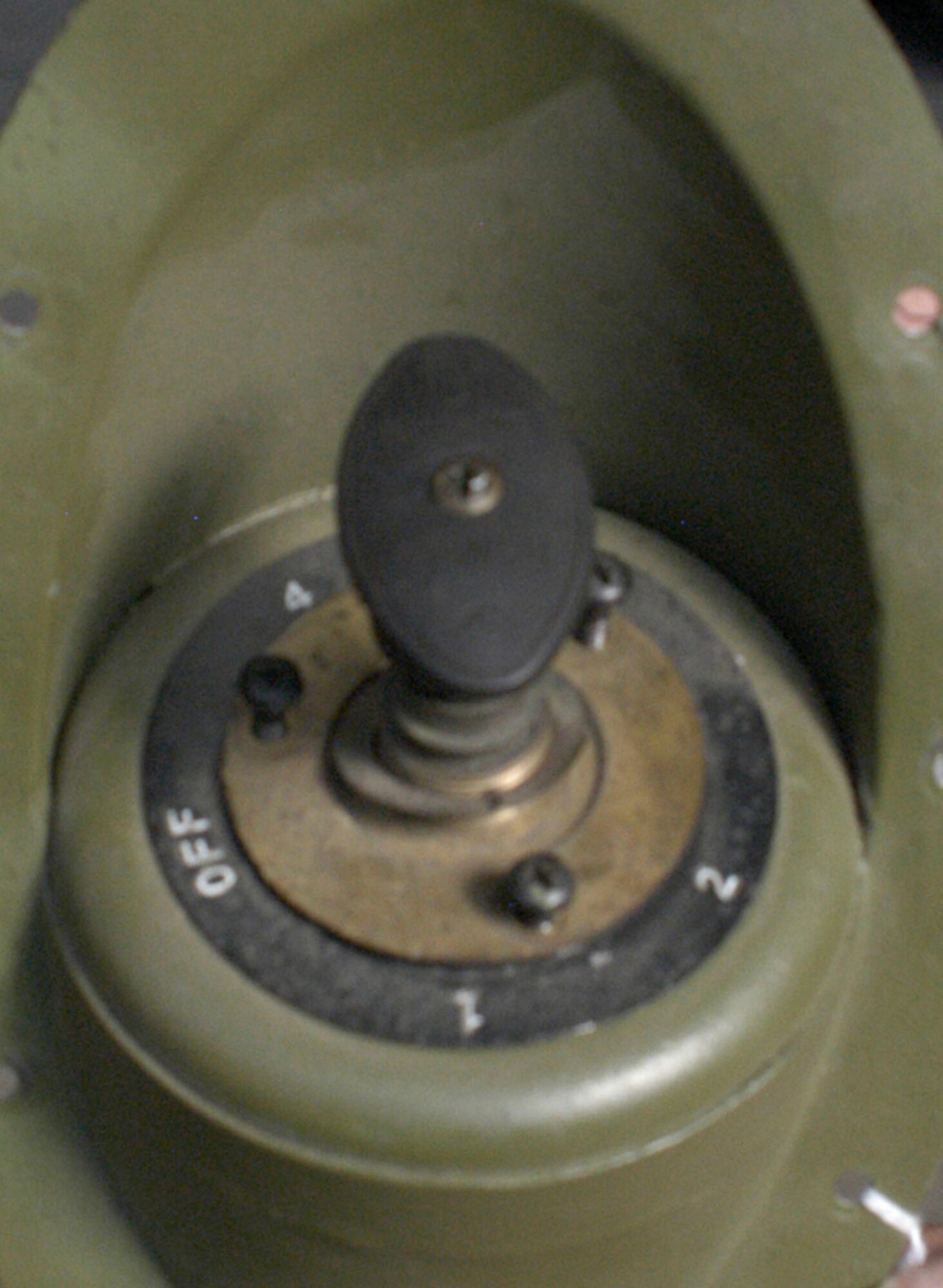 The B-17F "Memphis Belle’s" engine primer knob from the co-pilot’s side panel.  (U.S. Air Force photo)