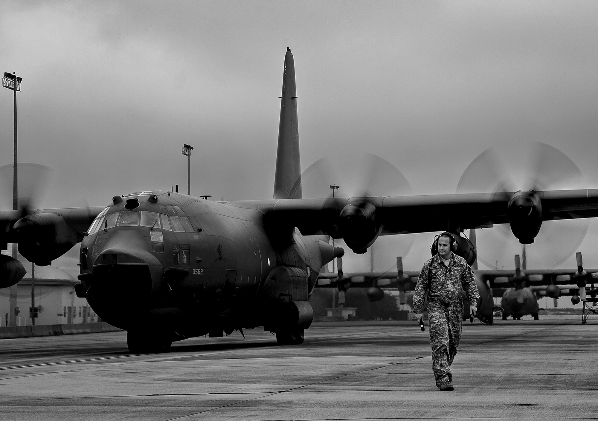 Master Sgt. Robert Hoeft, of the 919th Aircraft Maintenance Squadron, walks away from an MC-130E Combat Talon I prior to a sortie at Duke Field, Fla.  There are only five Talons left at the special operations reserve base.  The 919th has begun remissioning to the Aviation Foreign Internal Defense aircraft, the C-145 Skytruck.  (U.S. Air Force photo/Tech. Sgt. Samuel King Jr.)