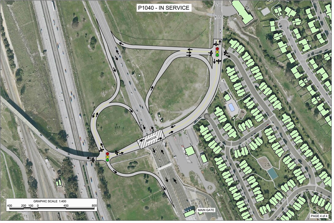 Upon completion of the construction project, the traffic flow is expected to improve at the Wire Mountain Road and Vandergrift Boulevard intersection even with the new NHCP, Marine Corps Exchange, and other developments near the main gate of the base. The project is scheduled to be complete Oct. 1. This photo illustraition was provided courtesy of MCB Camp Pendleton's Public Works Division.